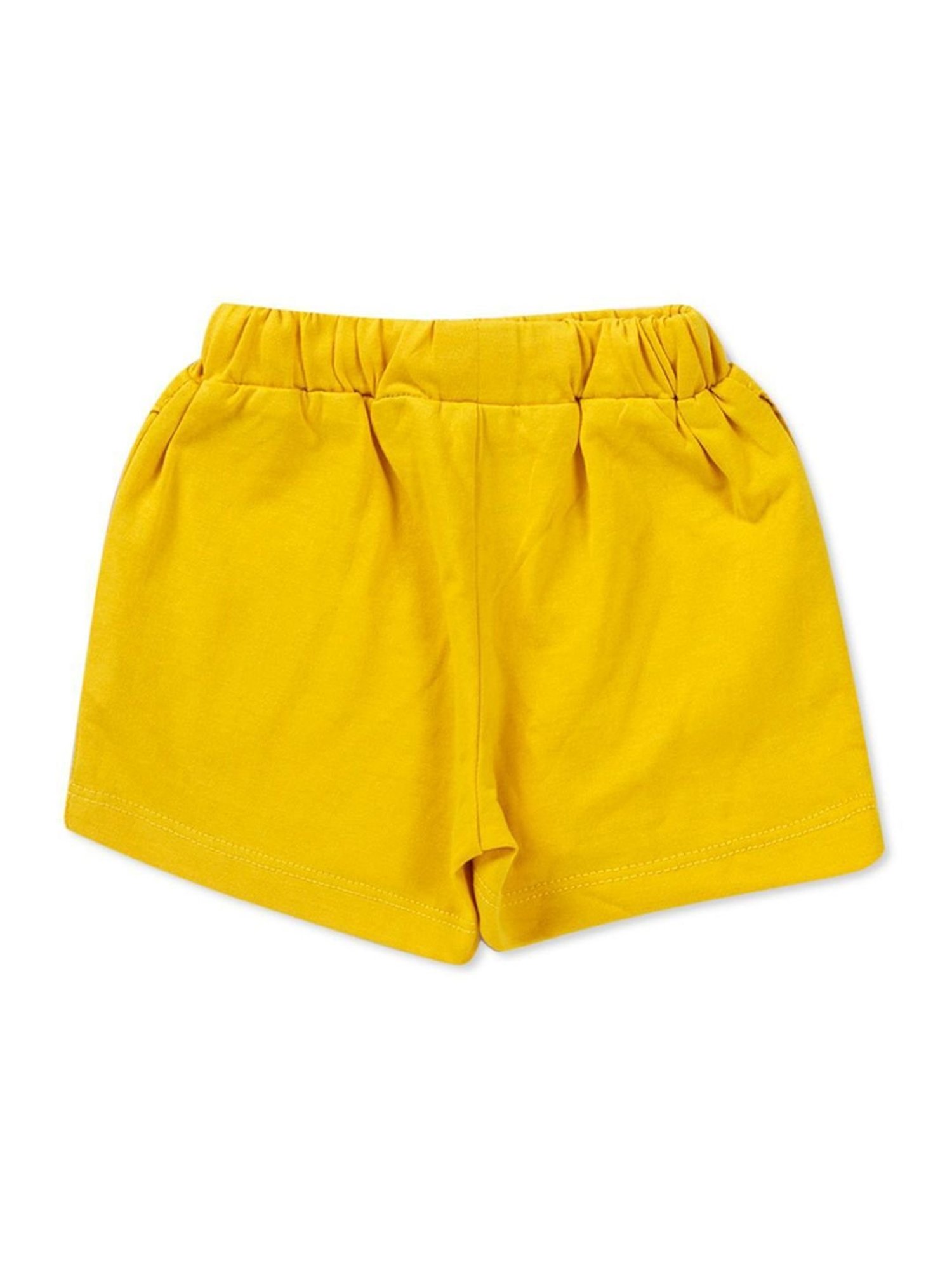 Gini & Jony Kids White & Yellow Cotton Printed T-Shirt Set