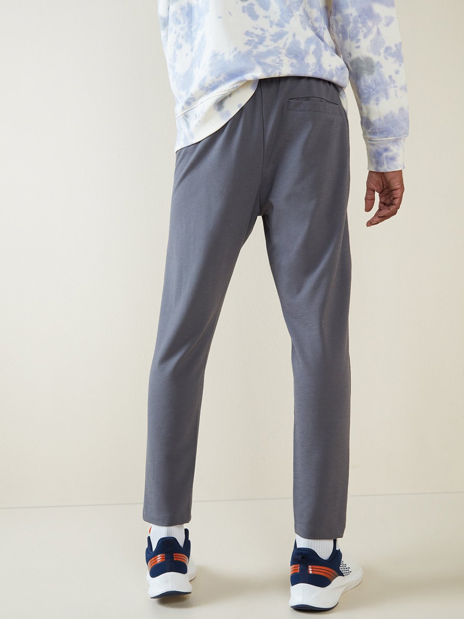 Studiofit by Westside Grey Ribbed Texture Slim-Fit Joggers