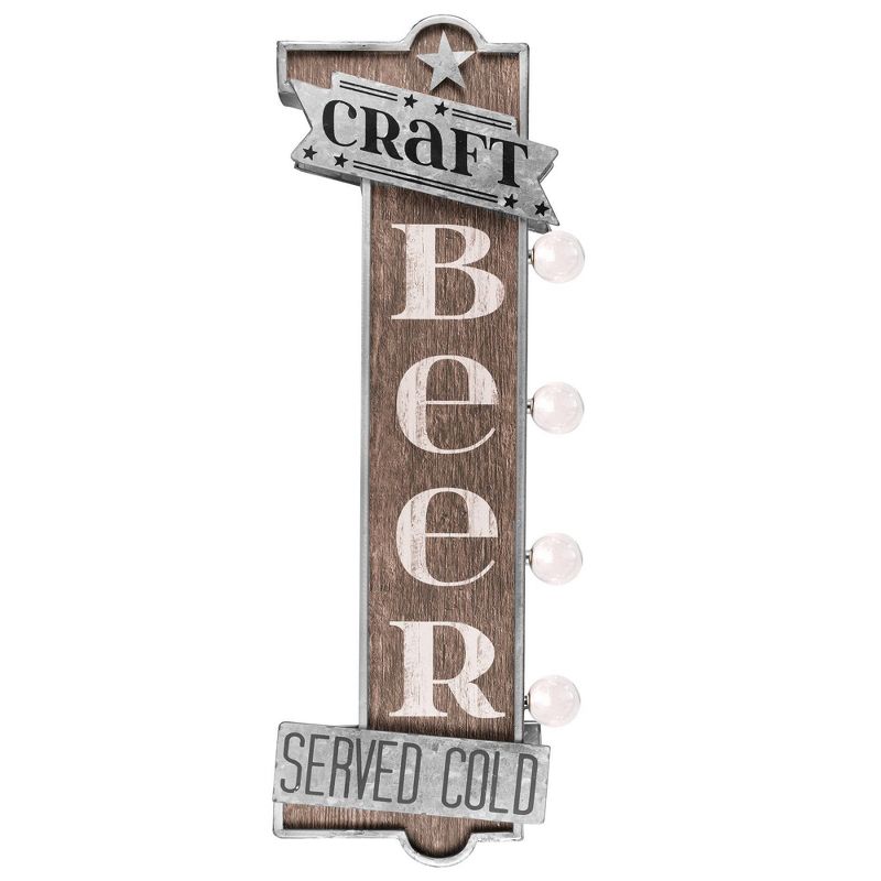 Craft Beer Vintage LED Marquee Sign Wall Decor Brown/Silver - Crystal Art Gallery