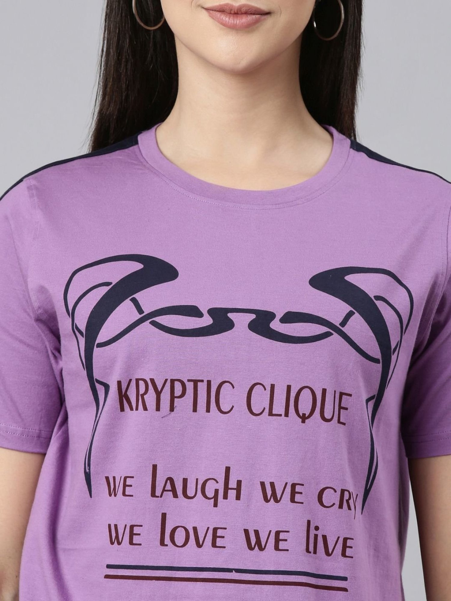 Kryptic Purple Cotton Printed T-Shirt
