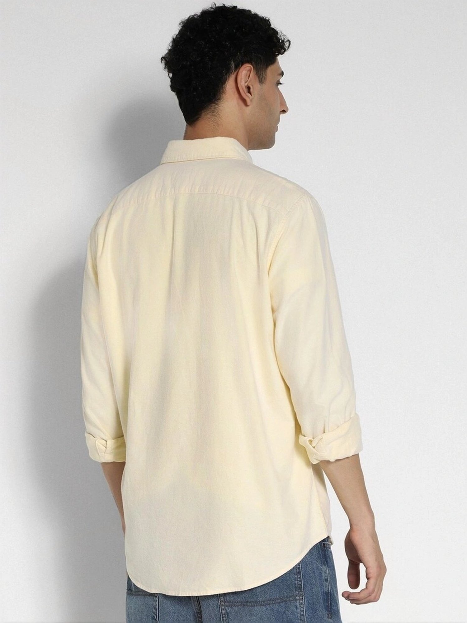 American Eagle Yellow Cotton Slim Fit Shirt
