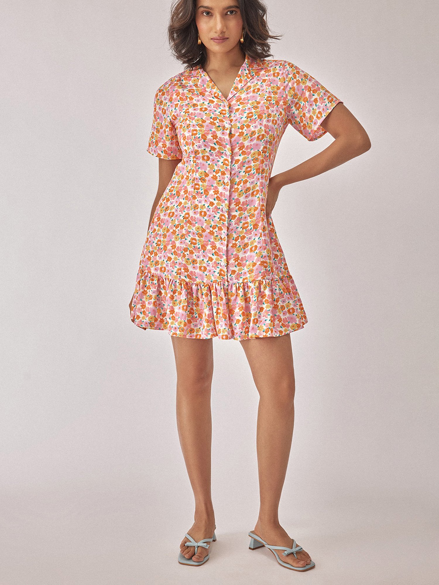 The Label Life Pink Floral Shirt Dress