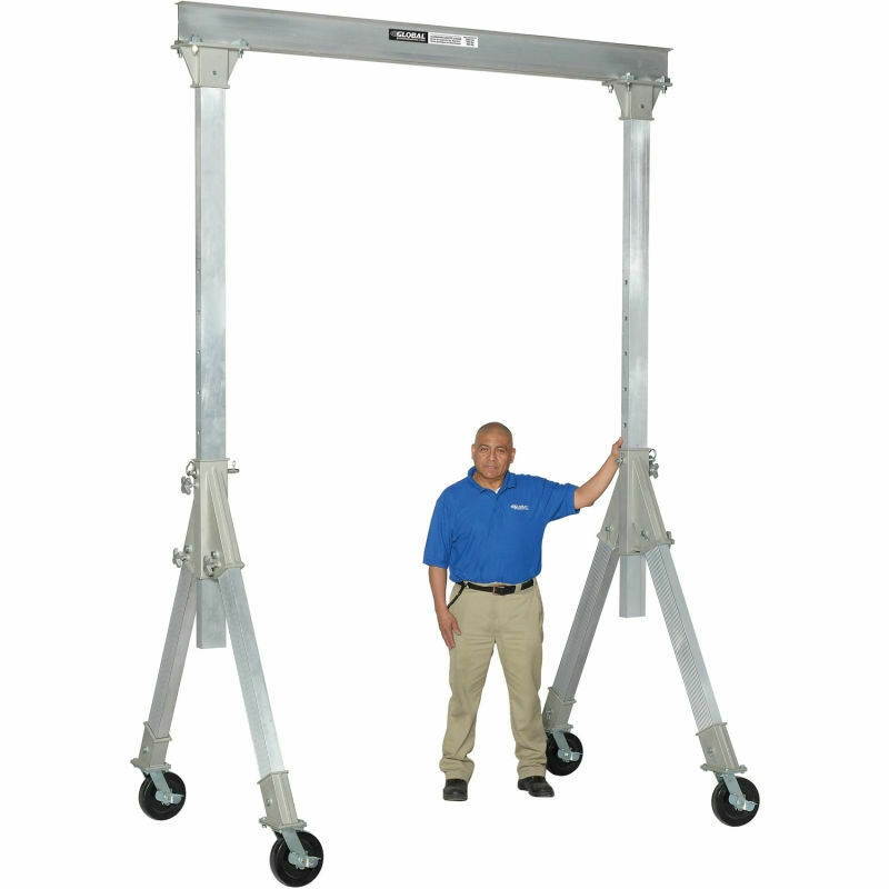 NEW! Adjustable Height Aluminum Gantry Crane, 7'8"W x 7'8"-10'2"H, 2000 Lb Cap!!