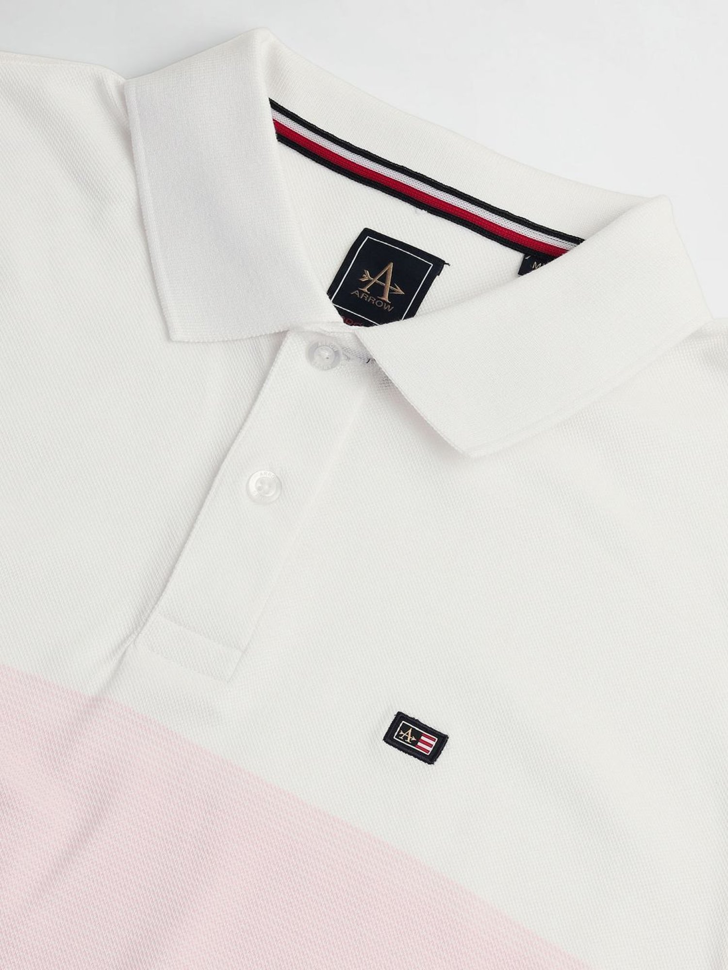 Arrow Sports Pink Cotton Regular Fit Colour Block Polo T-Shirt