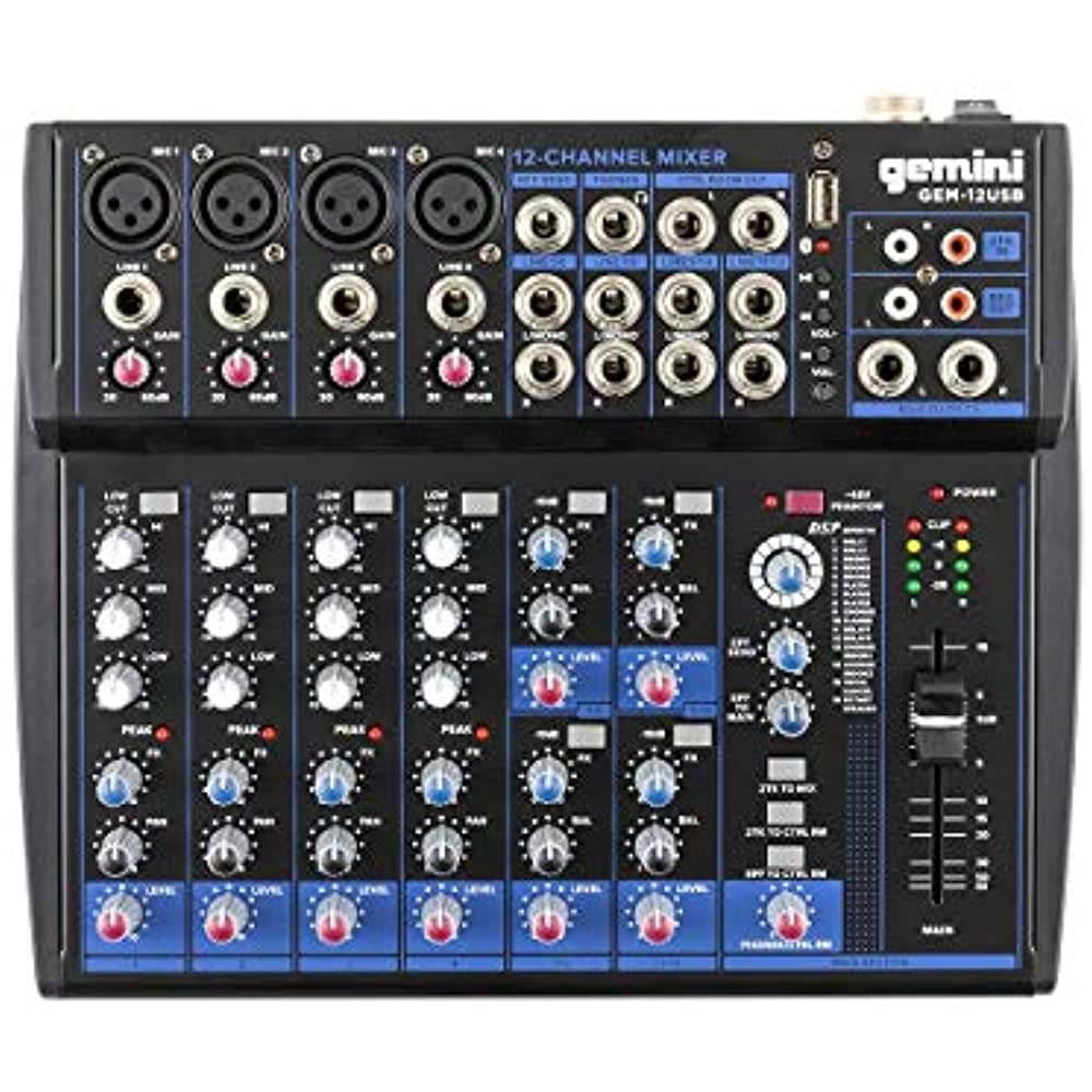 Gemini compact 12-channel Bluetooth mixer with USB playback
