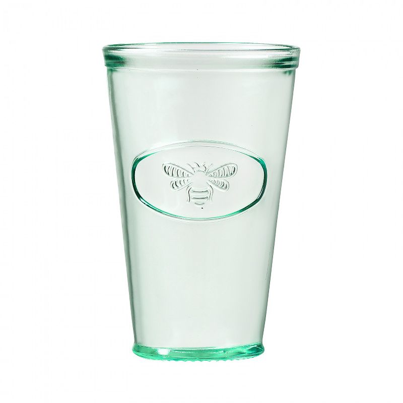 Amici Home Italian Recycled Green Bee Hiball Glass, 16oz, Set of 6