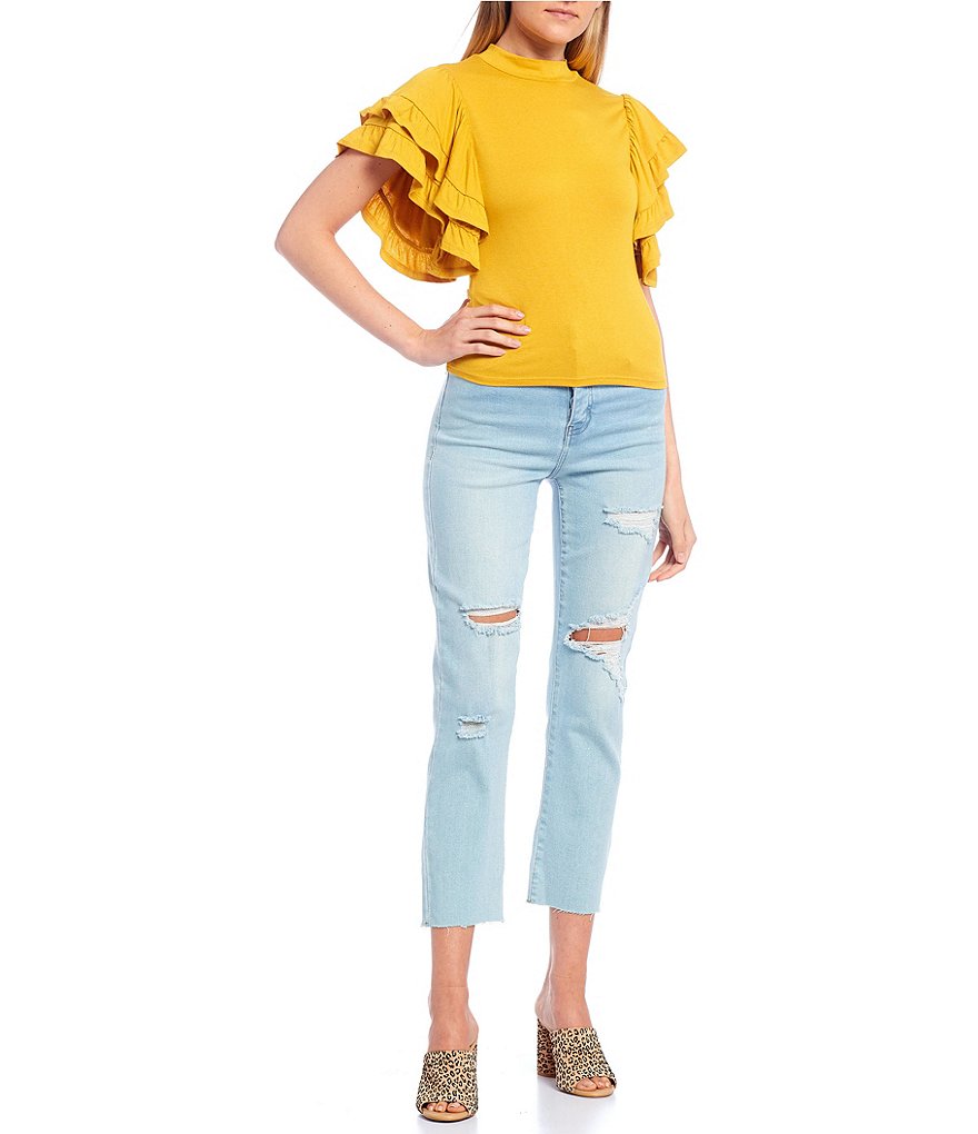 Double Zero Tiered Flutter Sleeve Top