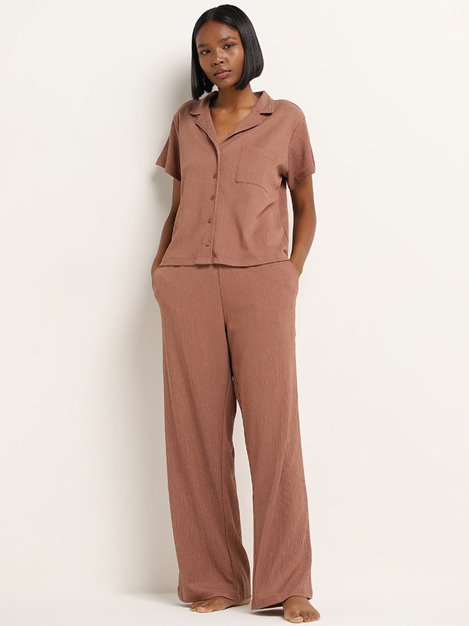 Superstar by Westside Dusty Rose Crinkle-Textured Shirt