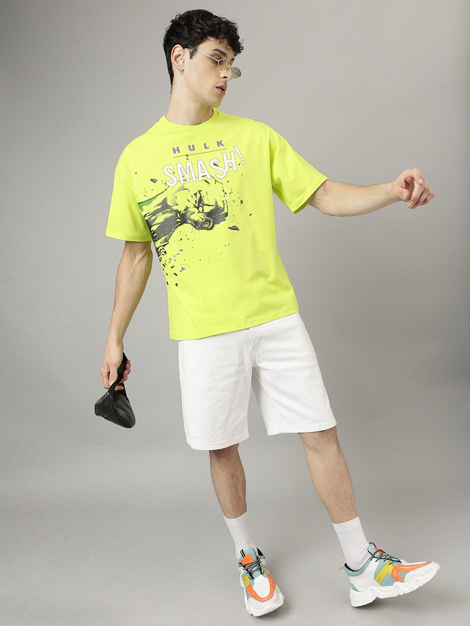 Free Authority Green Loose Fit Printed T-Shirt