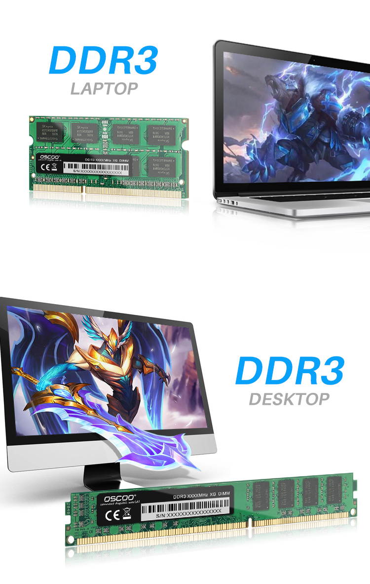 OSCOO Memory Ram DDR3 1600MHZ 4G High Performance For Laptop Notebook