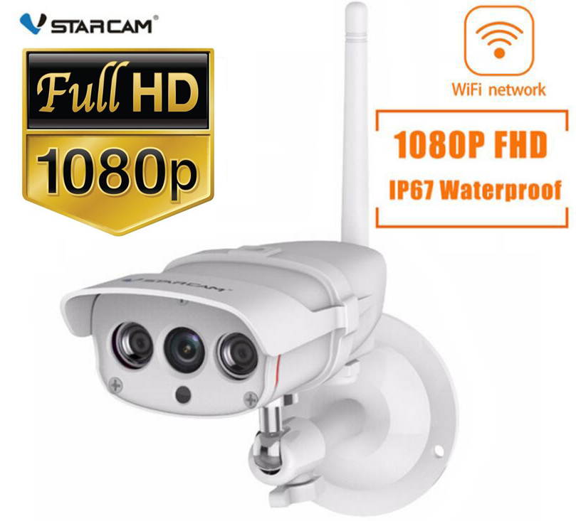 VStarcam C16S Outdoor Security Camera, 1080P WiFi Camera Wireless Surveillance Cameras, IP Camera with IP67 Waterproof, Night Vision, Motion Detection Support 128G TF Card