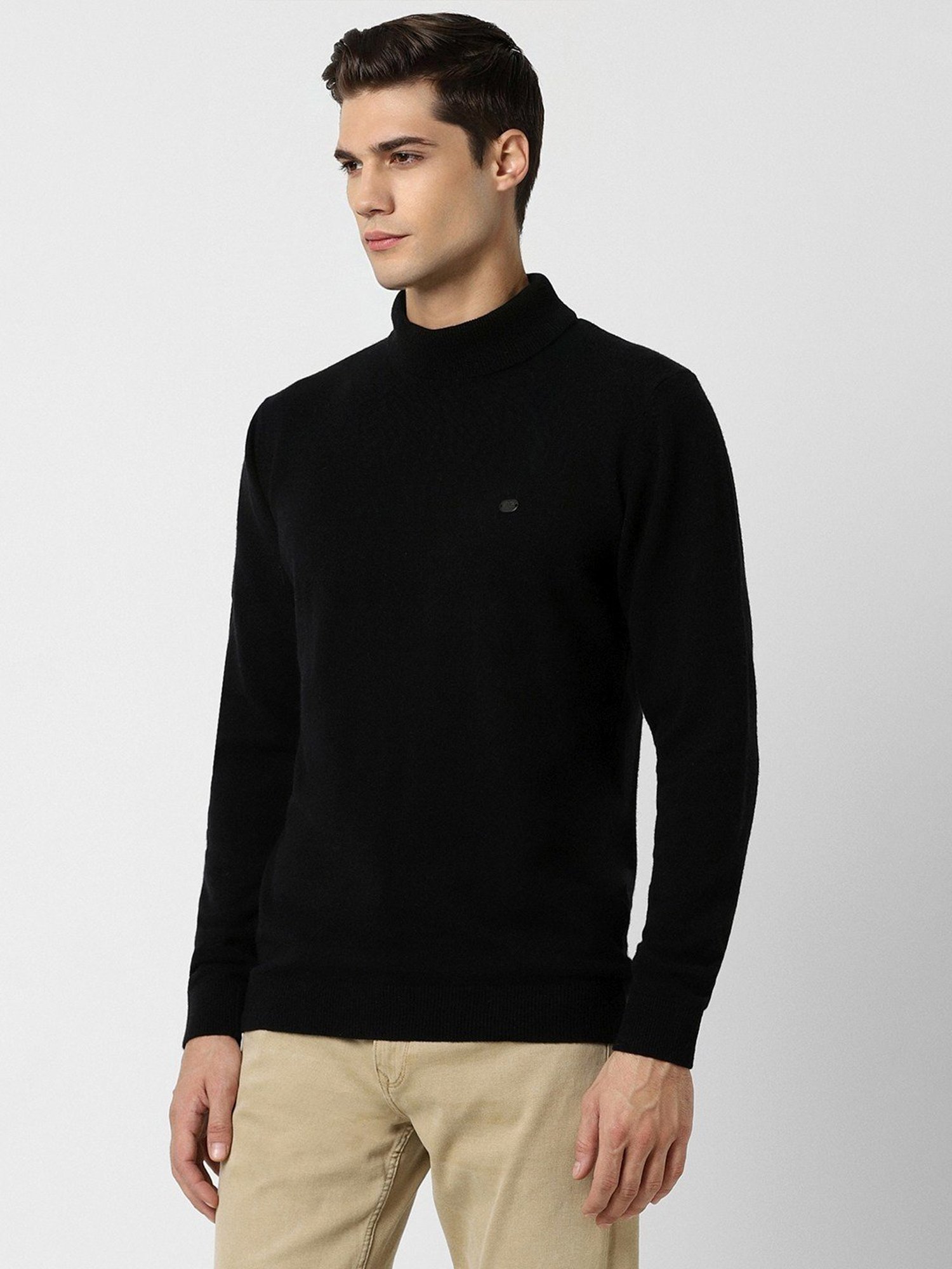 Peter England Black Regular Fit Sweater