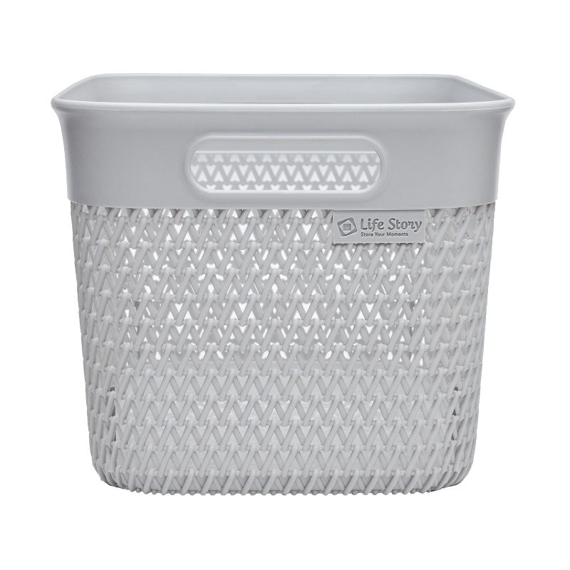 Life Story Lightweight Heavy Duty Storage Woven Basket 16 Quarts, Grey (4 Pack)