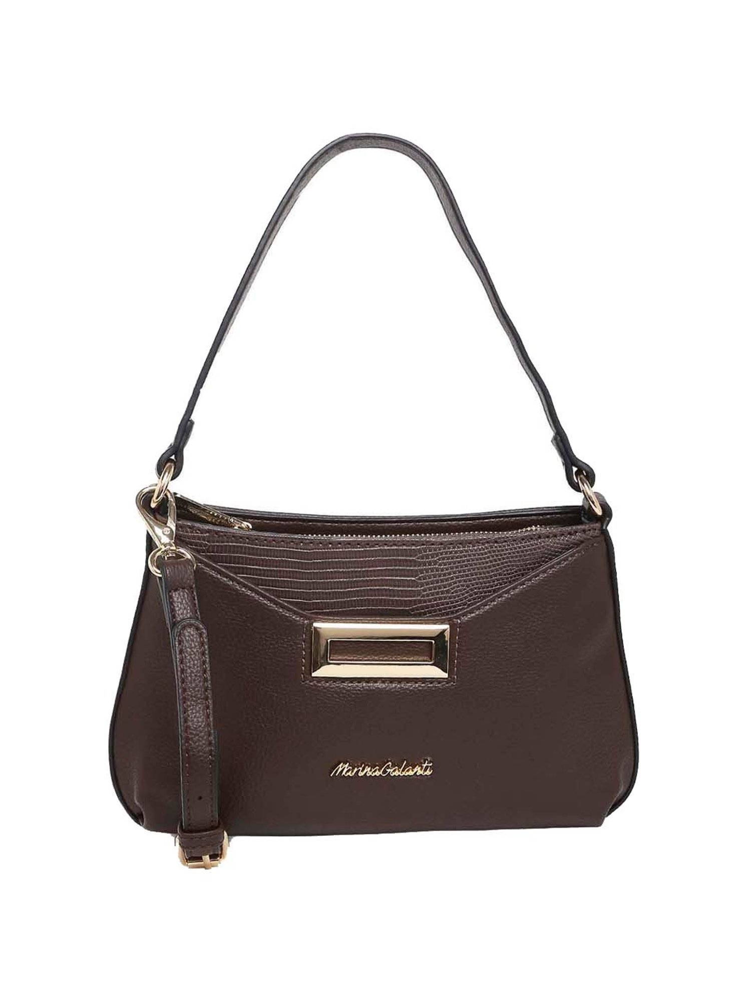 Marina Galanti Brown Textured Medium Baguette Bag
