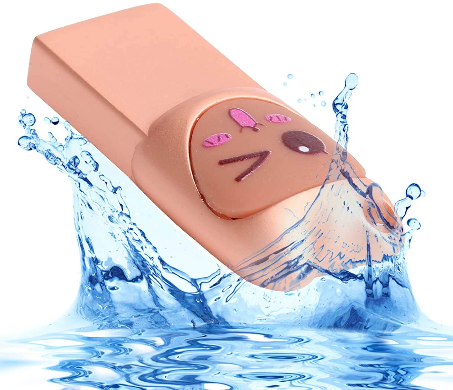 01 U Disk, USB Pen Drive USB Flash Drive USB Memory Stick Waterproof Cartoon with Hanging for(Mengmei-Rose Gold, 32GB)