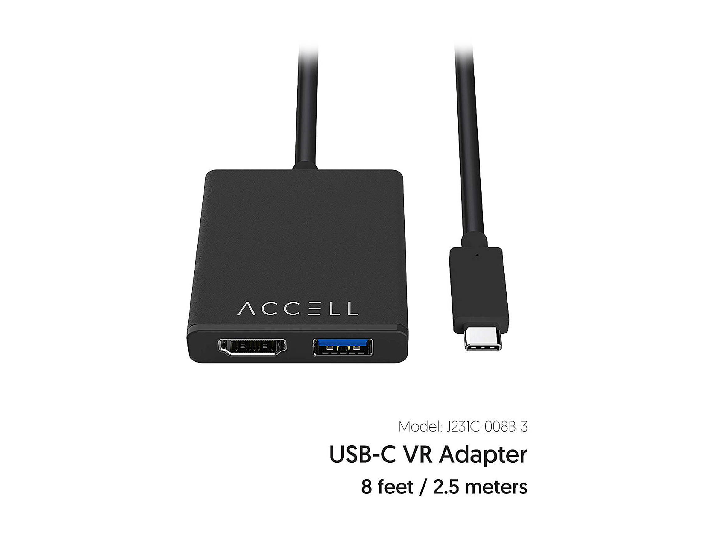 Accell J231C-008B-3 USB-C VR Adapter Oculus Ready USB-C to HDMI & USB-A 8 ft.
