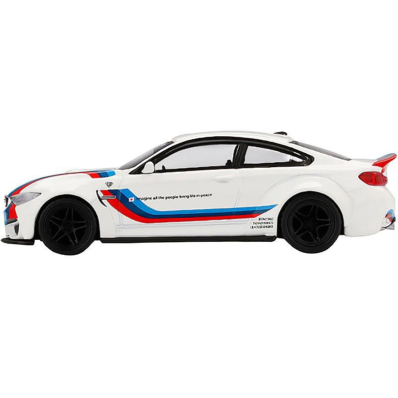 BMW M4 LB Works White with Stripes Limited Edition to 1800 pieces Worldwide 1/64 Diecast Model Car by True Scale Miniatures