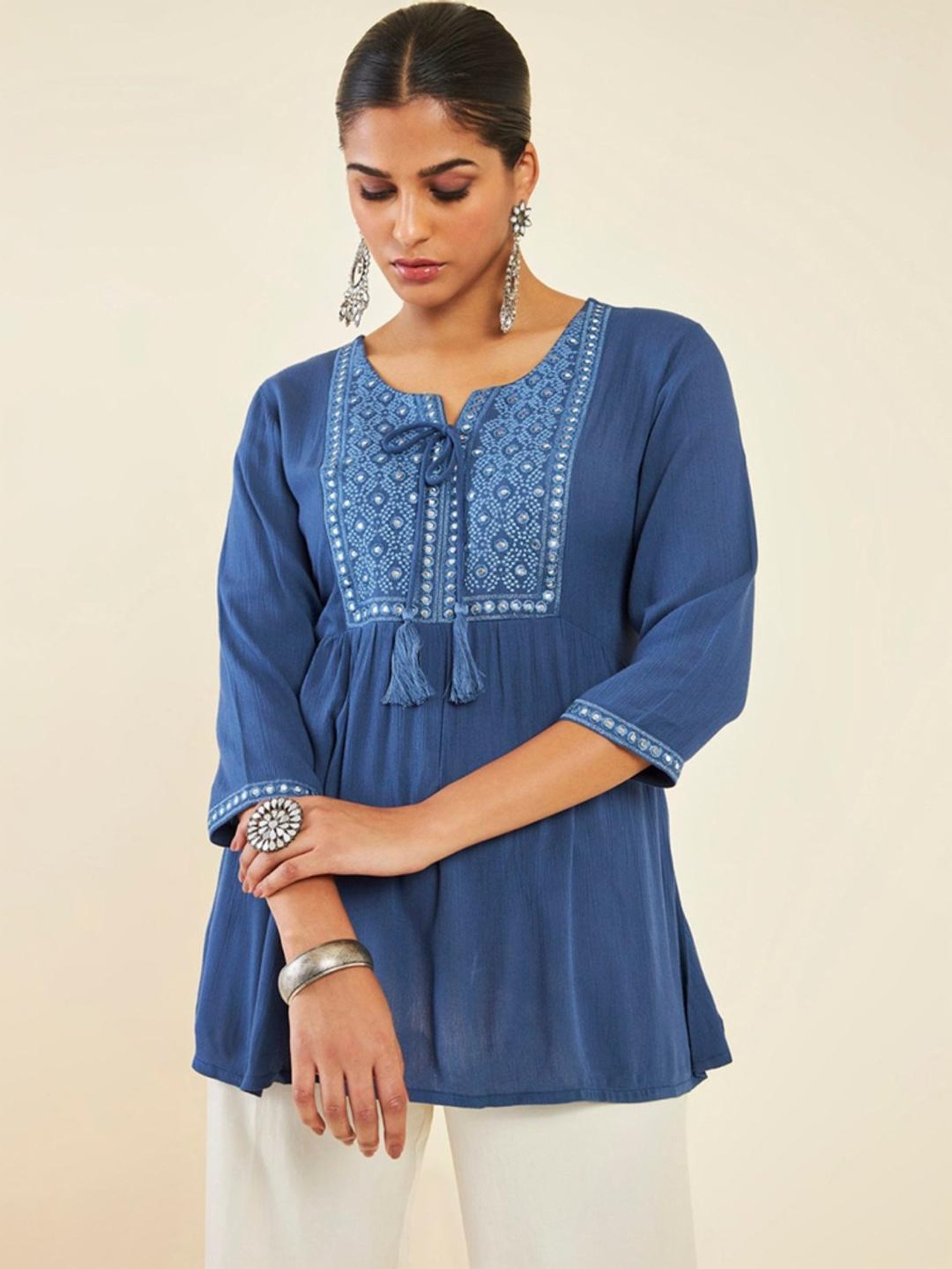 Soch Blue Embroidered Tunic