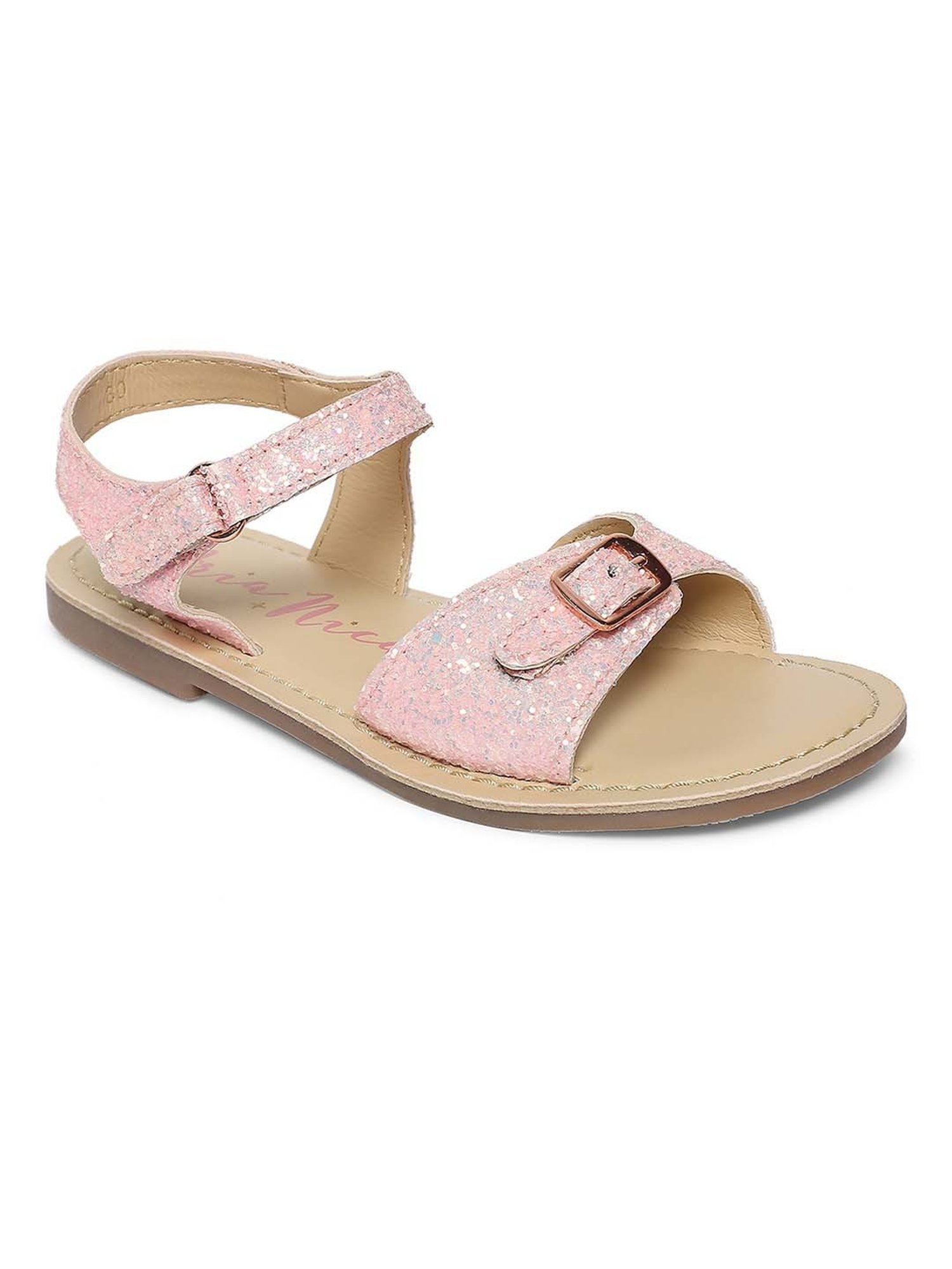 Aria Nica Kids Sassy Pink & Beige Ankle Strap Sandals