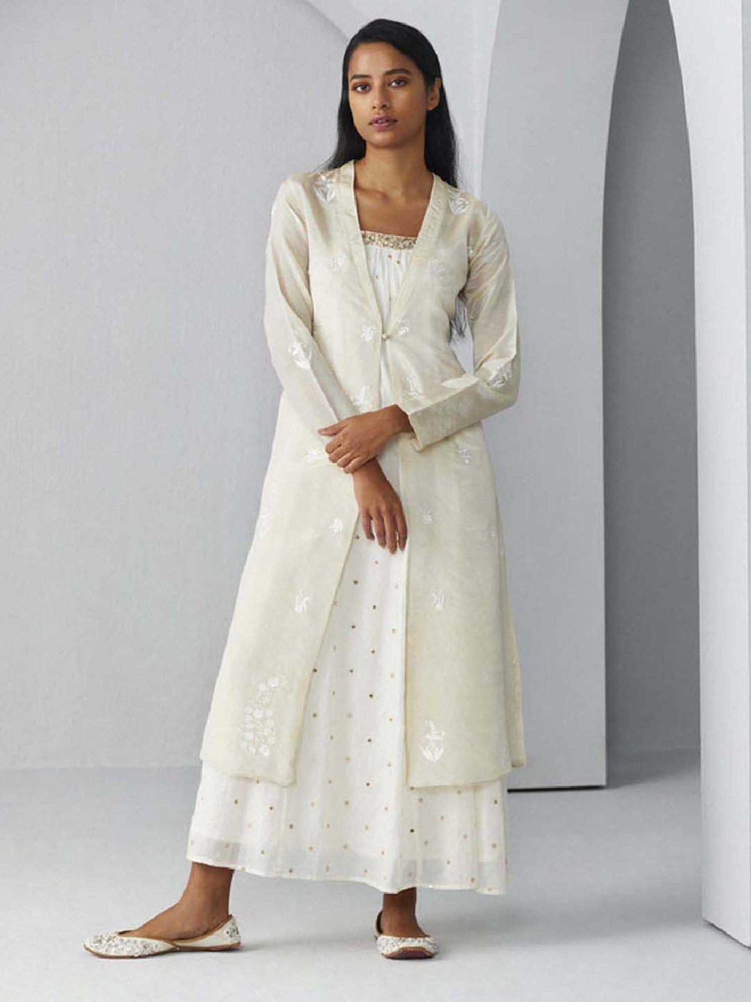 Ancestry Off White Embroidered Jacket