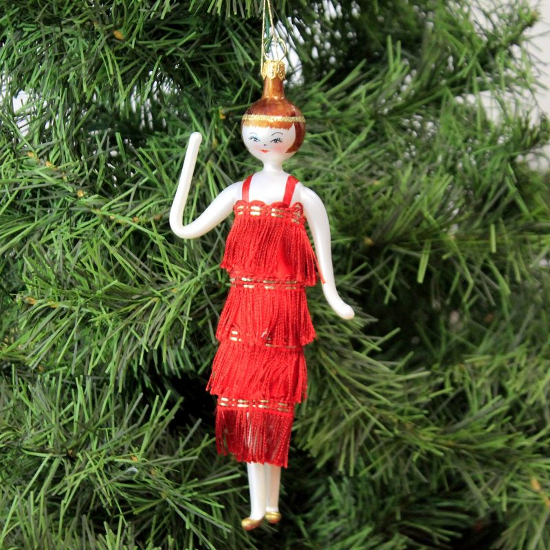 Italian Ornaments 6.5" Lady Of The 20'S Red Dress Ornament Italian Charleston  -  Ornament Sets