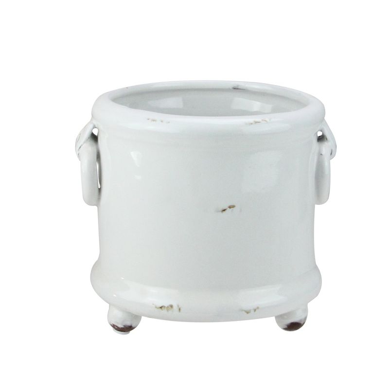 Napa Home & Garden 6.25" Weathered Indoor Planter with Handles and Feet - White
