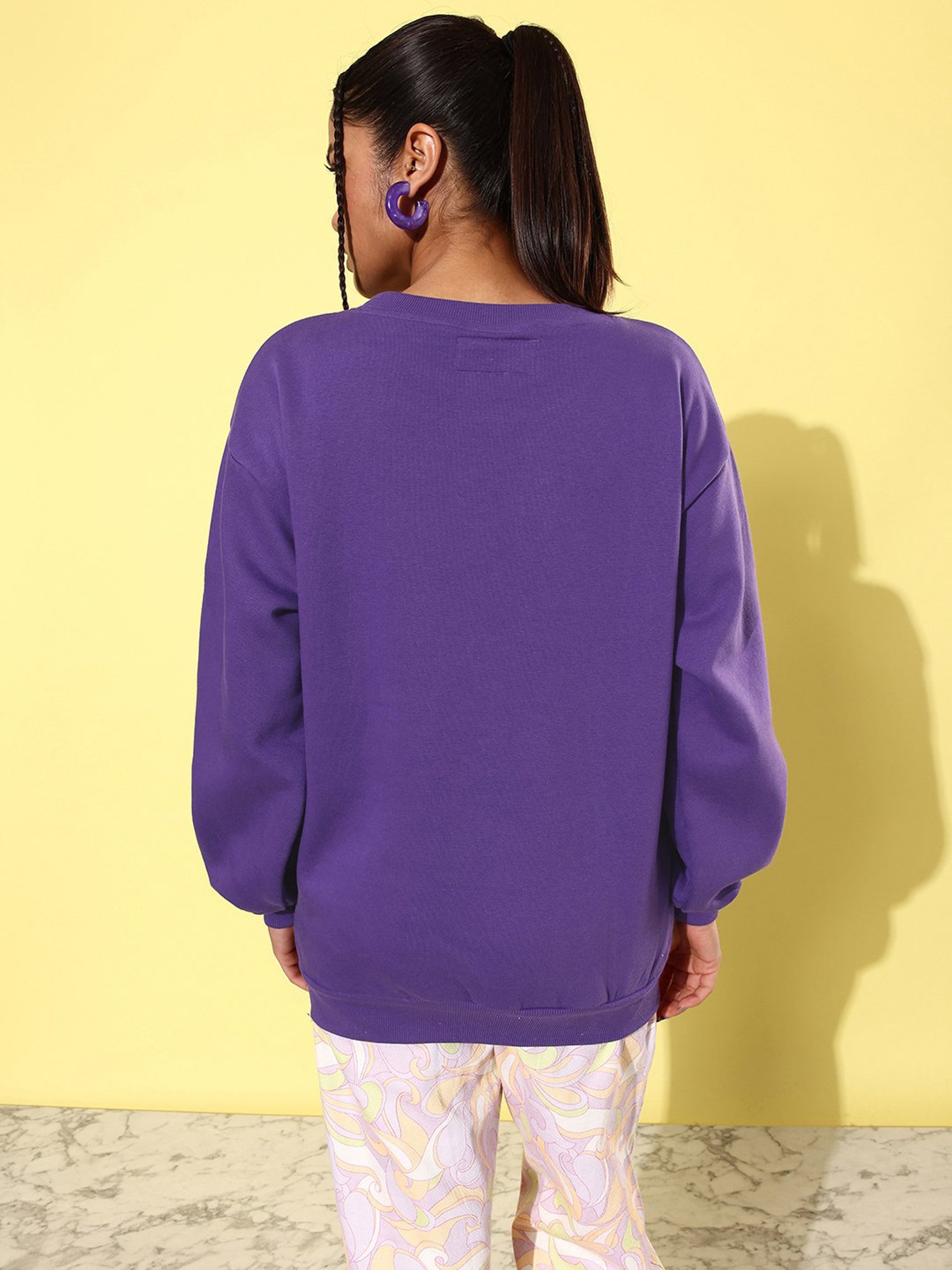 Difference of Opinion Purple Fleece Graphic Print Oversized Sweatshirt