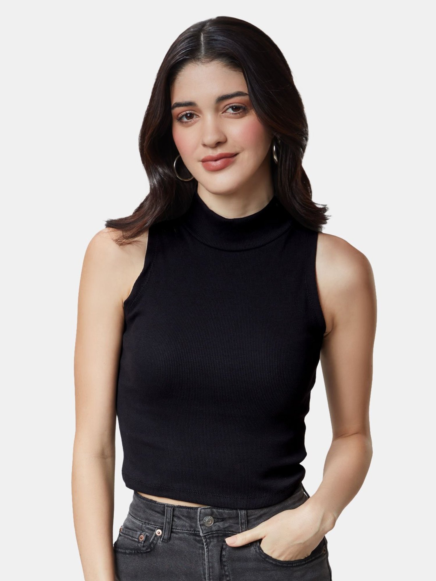 The Souled Store Black Crop Top