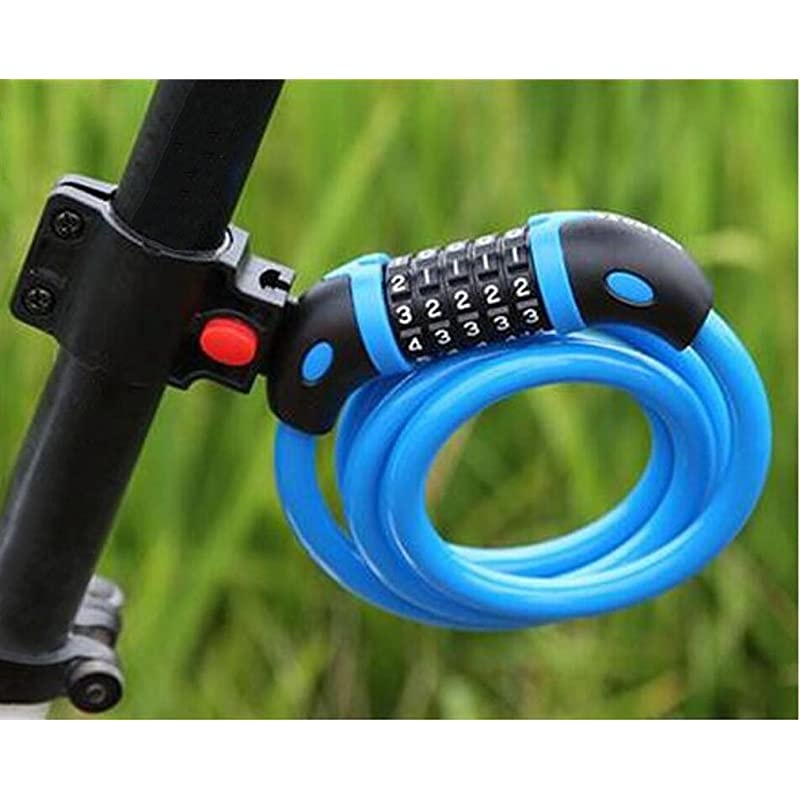 Bike Lock Cable,High Security 5 Digit Resettable Combination Self Coiling Cable Bicycle Lock with Complimentary Mounting Bracket,12mmx1.2m Anti-Theft Bike Locks (Blue)