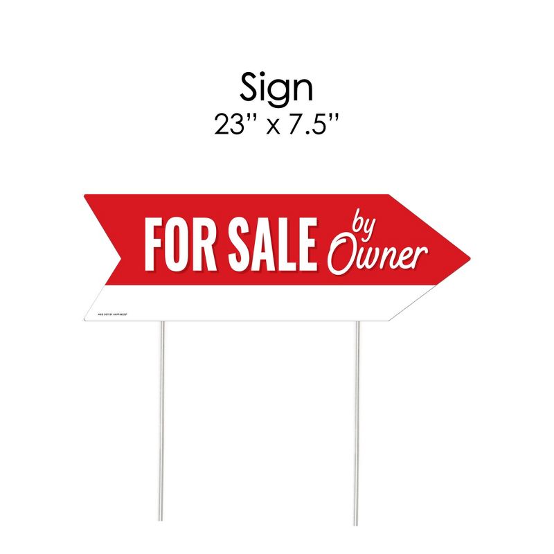 Big Dot of Happiness For Sale By Owner - Home Real Estate Sign Arrow - Double Sided Directional Yard Signs - Set of 2