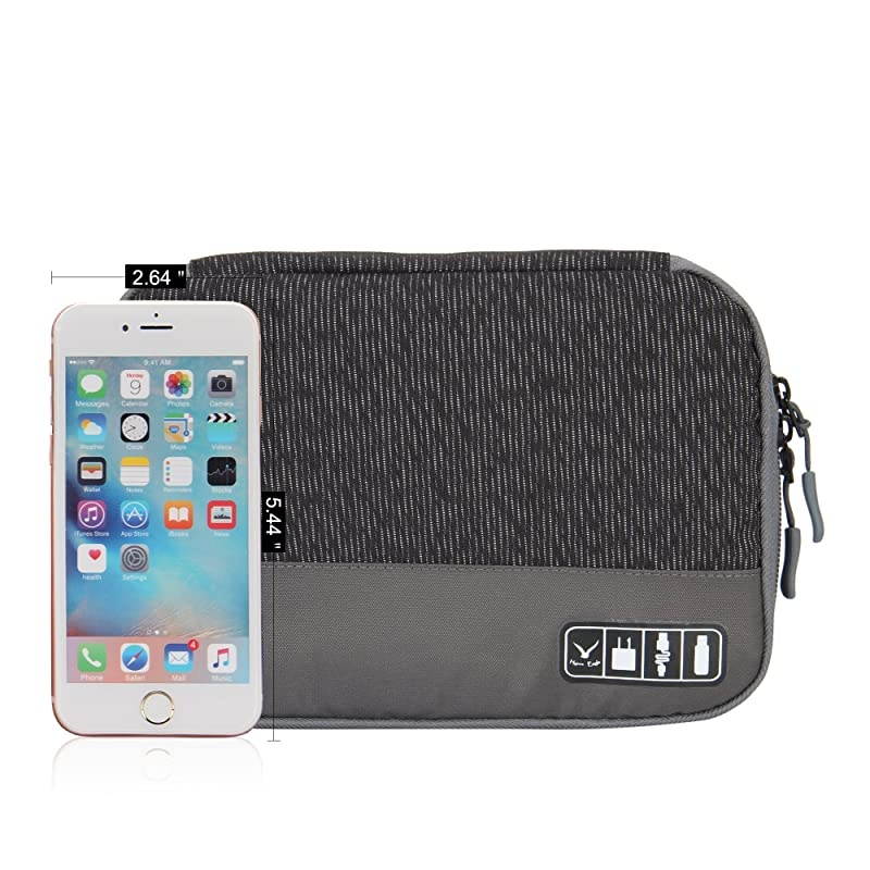 Travel Universal Cable Organizer Electronics Accessories Cases for Various USB Phone Charger and Cable Black Grey