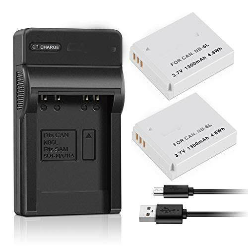 2 Pack NB6L NB6LH Battery and Ultra Slim Micro USB Charger for  PowerShot SX530 HS SX710 HS SX700 HS SX610 HS SX600 HS SX540 HS SX510 HS SX500 is SX280 HS SX270 HS D30 S90
