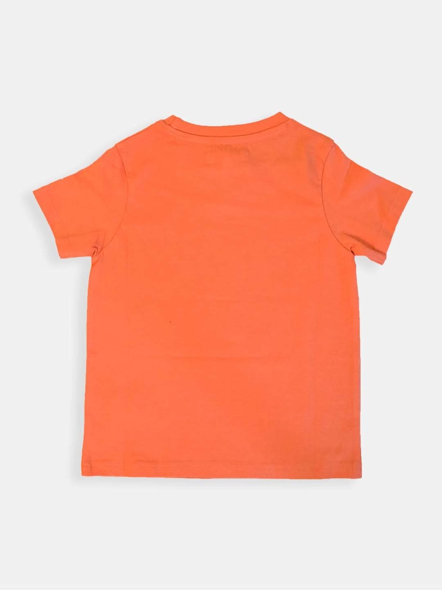 Angel & Rocket Kids Orange Cotton Printed T-Shirt