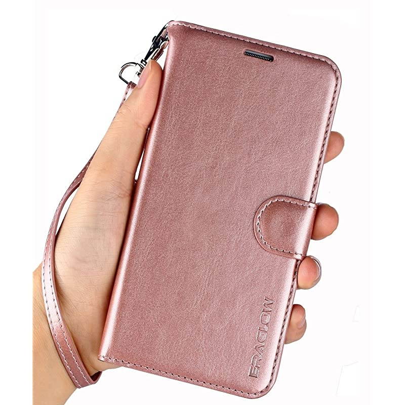 Galaxy J7 2018 Case/J7 V 2nd case/J7 Refine/J7 Star/J7 Aero/J7 Crown/J7 Top/J7 Aura/J7 Eon Case,  Luxury PU Leather Wallet Flip Protective Case Cover for Samsung Galaxy J737 (Rose Gold)