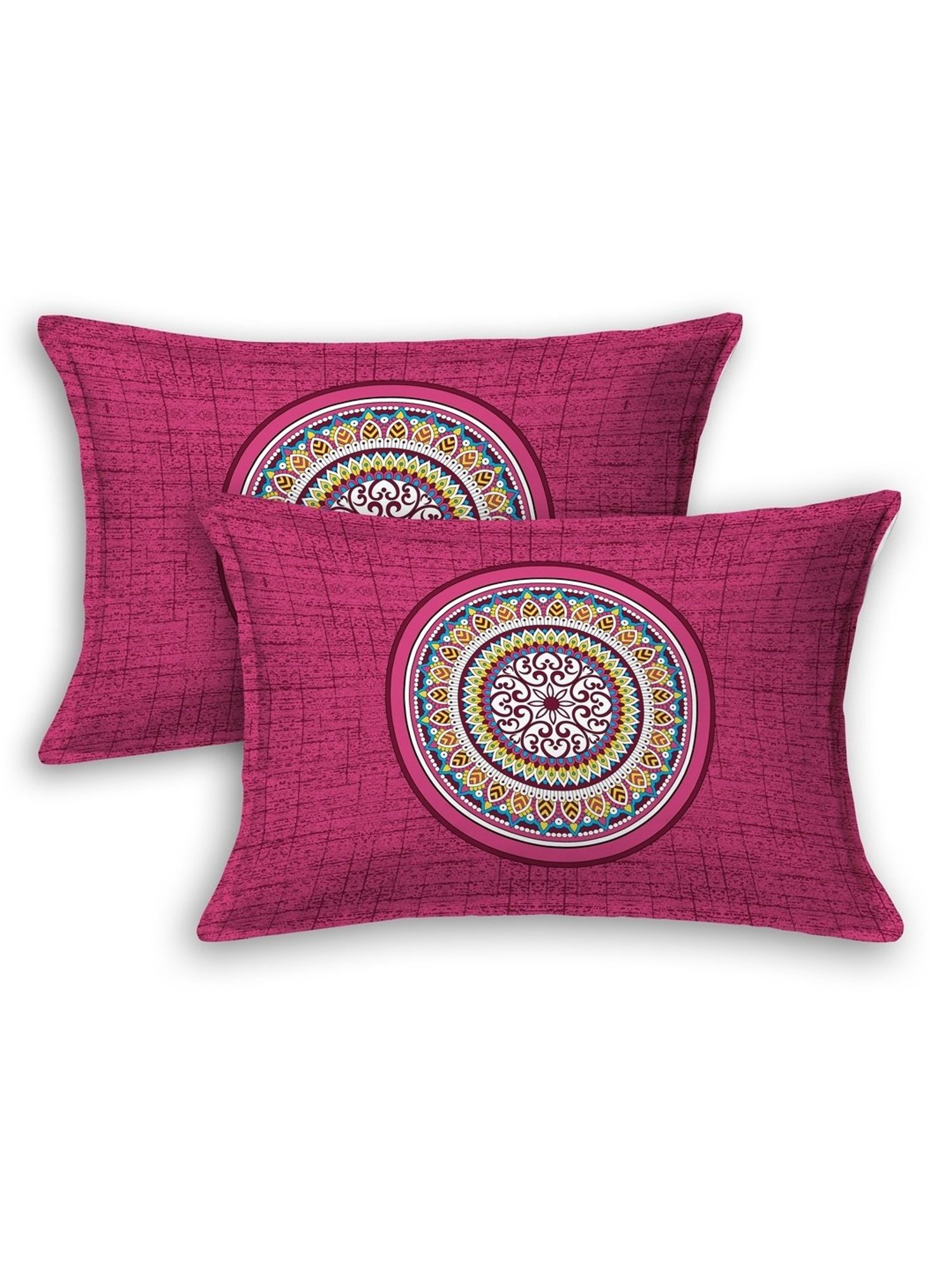 Living Roots Jaipuri Pink 210 TC Cotton Queen Bed Sheet with 2 Pillow Covers