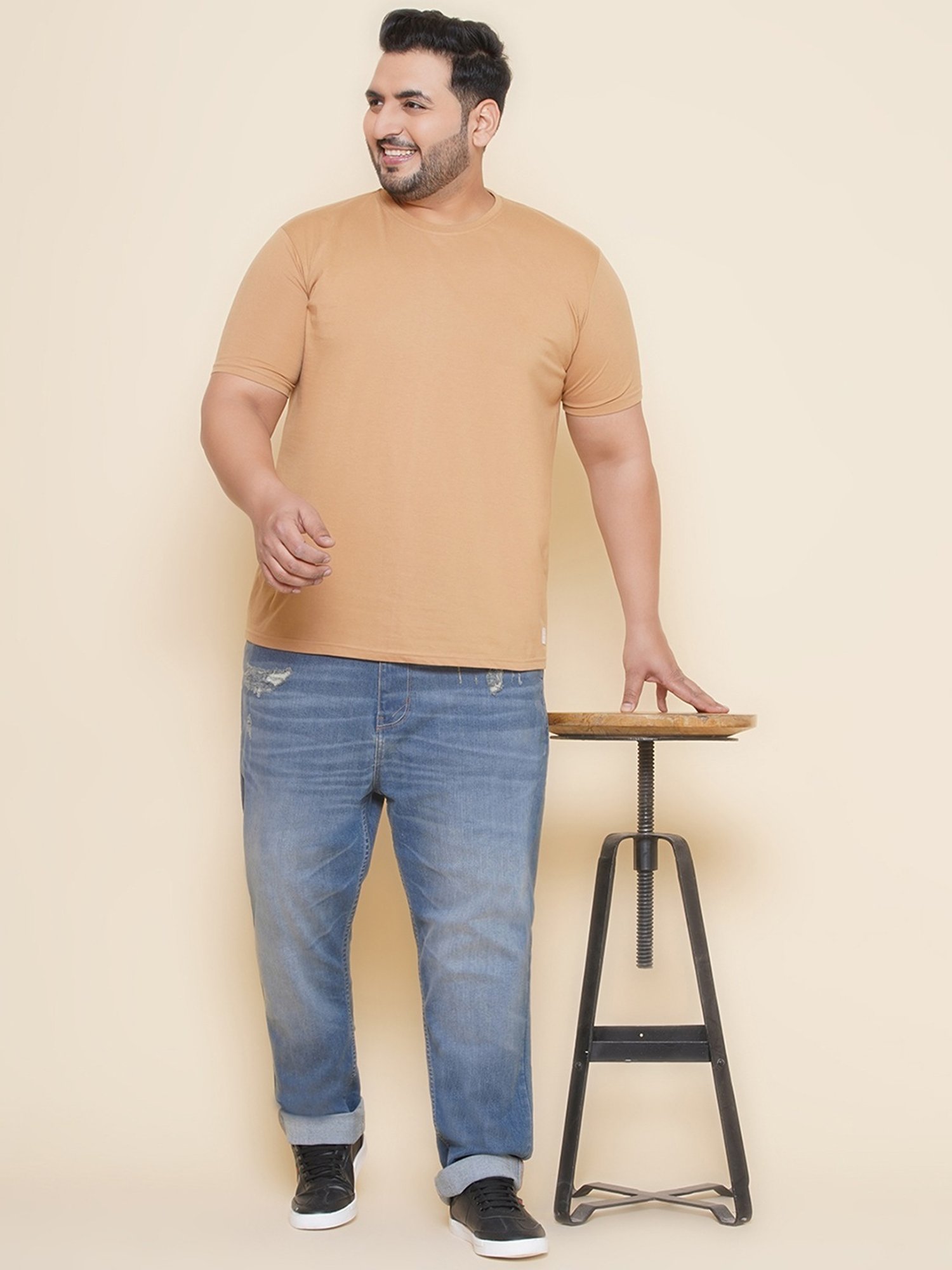 John Pride Blue Regular Fit Distressed Jeans