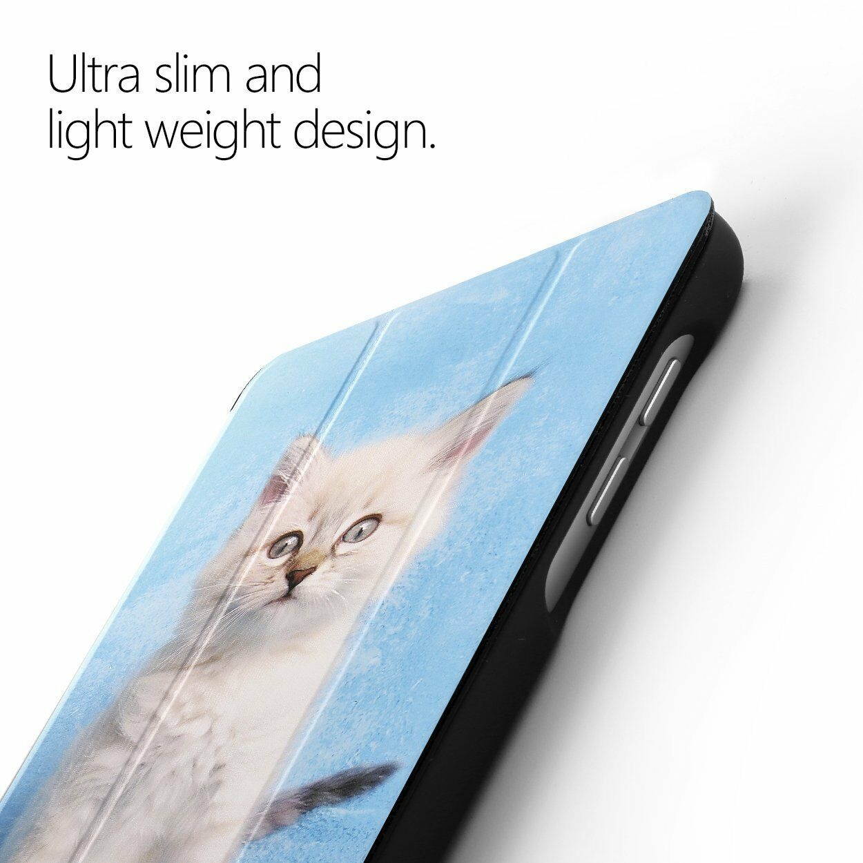 Case For iPad Air / iPad 9.7 Auto Wake/Sleep Feature Leather Cover Cute Kitty