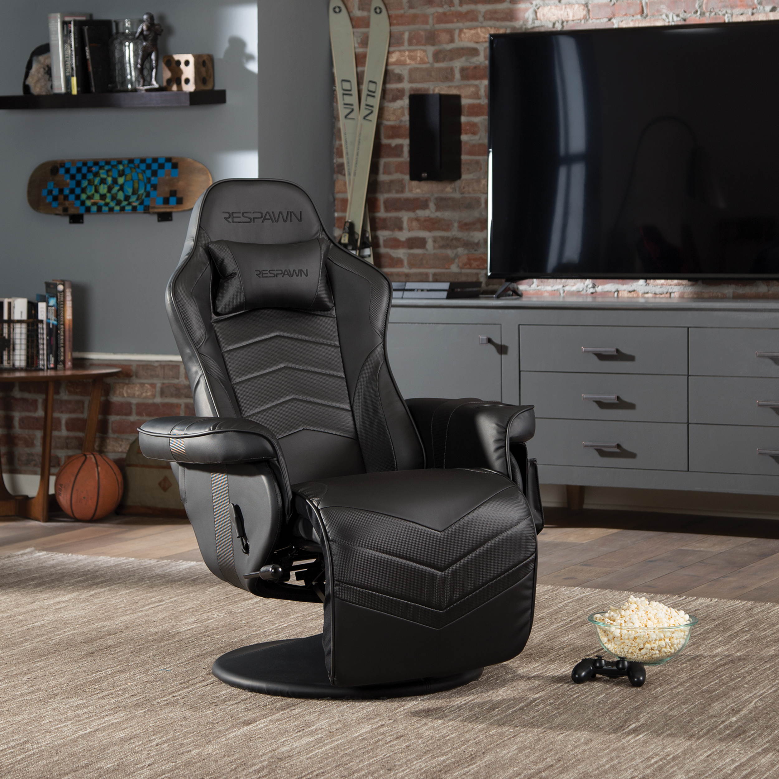 RESPAWN-900 Racing Style Gaming Recliner, Reclining Gaming Chair, in Gray (RSP-900-GRY)