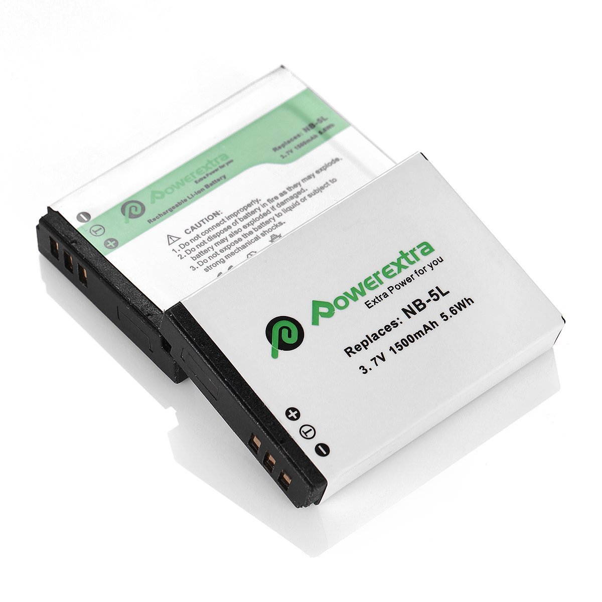 Powerextra 2 Pack Replacement Canon NB-5L Battery 1500mAh for Canon PowerShot S100, S110, SD790IS, SD850IS, SD870IS, SD880IS, SD890IS, SD970IS, SD990IS, SX200IS, SX210IS, SX220IS, SX230HS