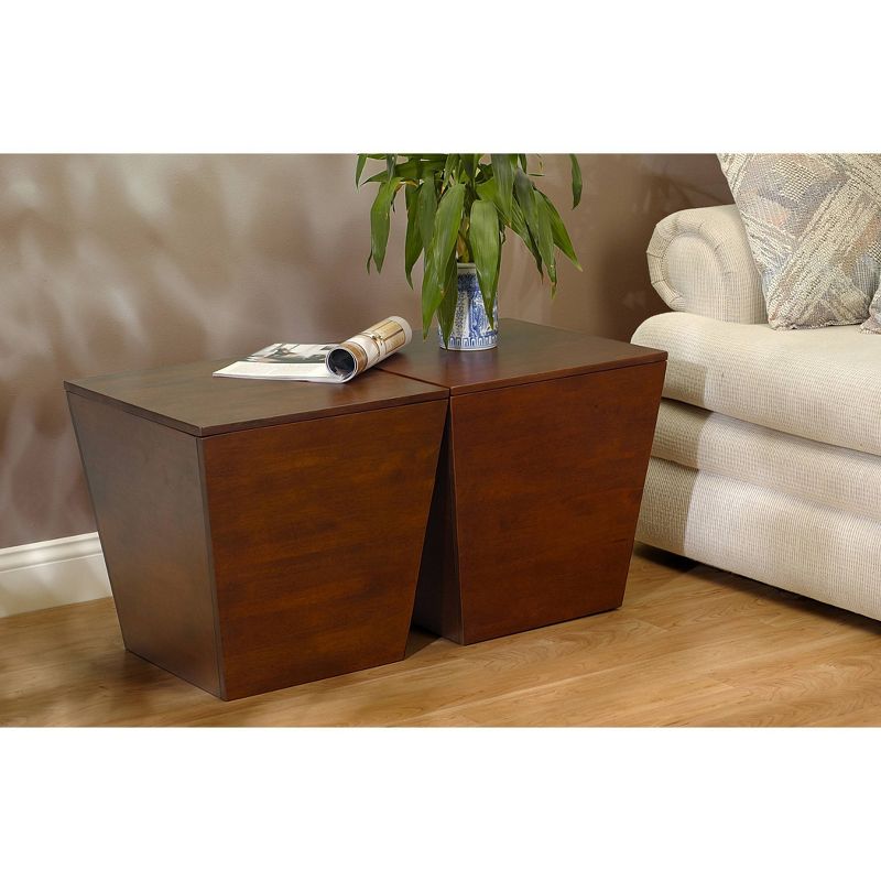 Mesa Storage Cube, End Table - Antique Walnut - Winsome
