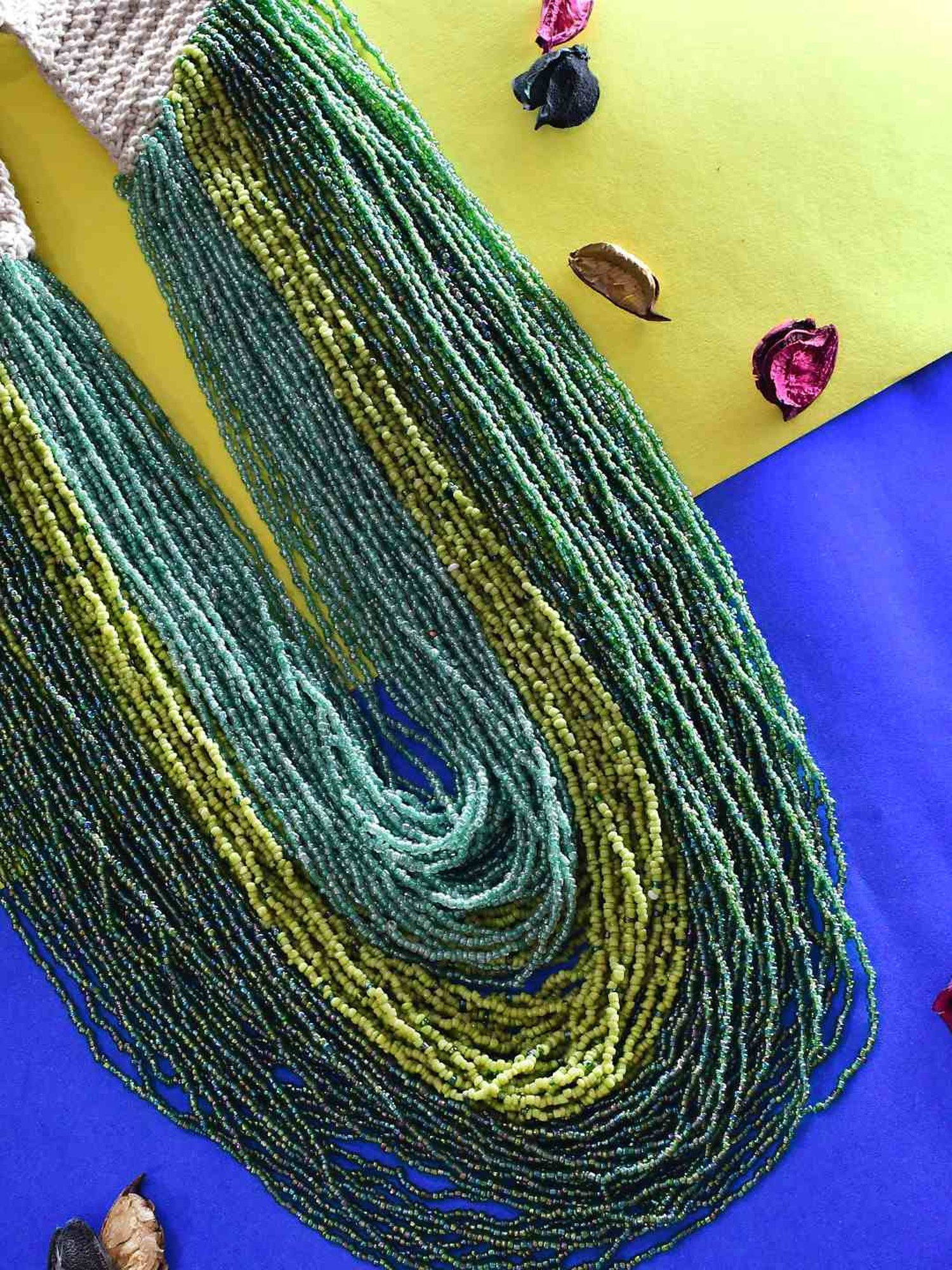 Imli Street Green Long Beaded Necklace