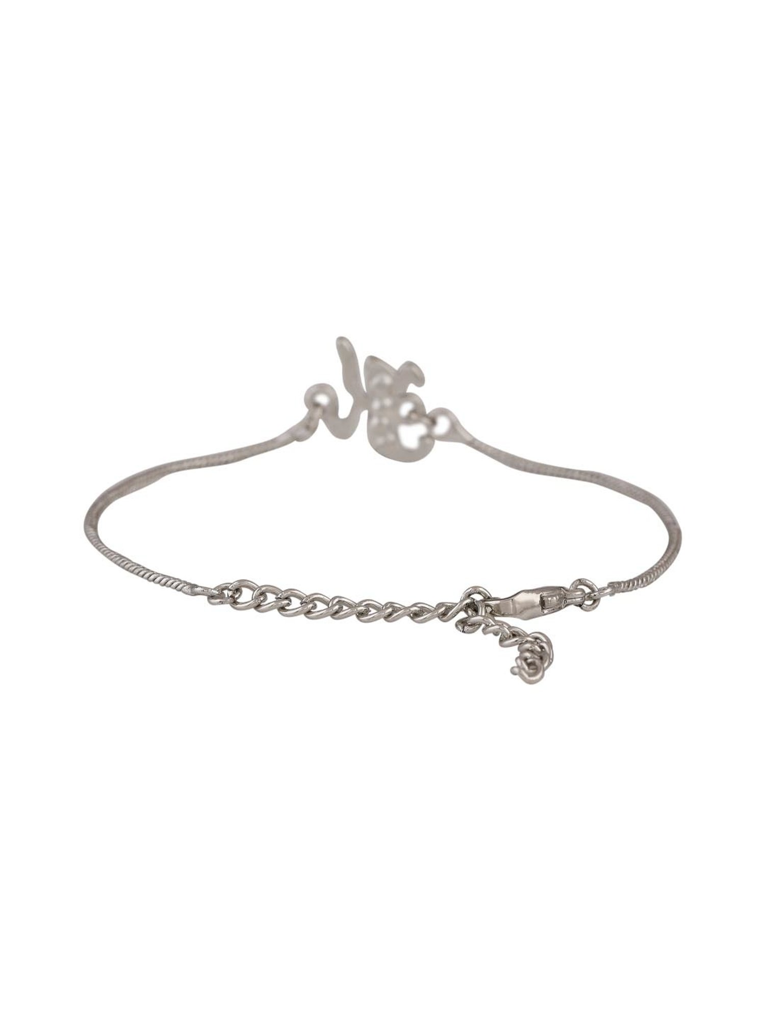 Estele Rhodium-Plated Artistic K Initial Bracelet with Crystals for Women