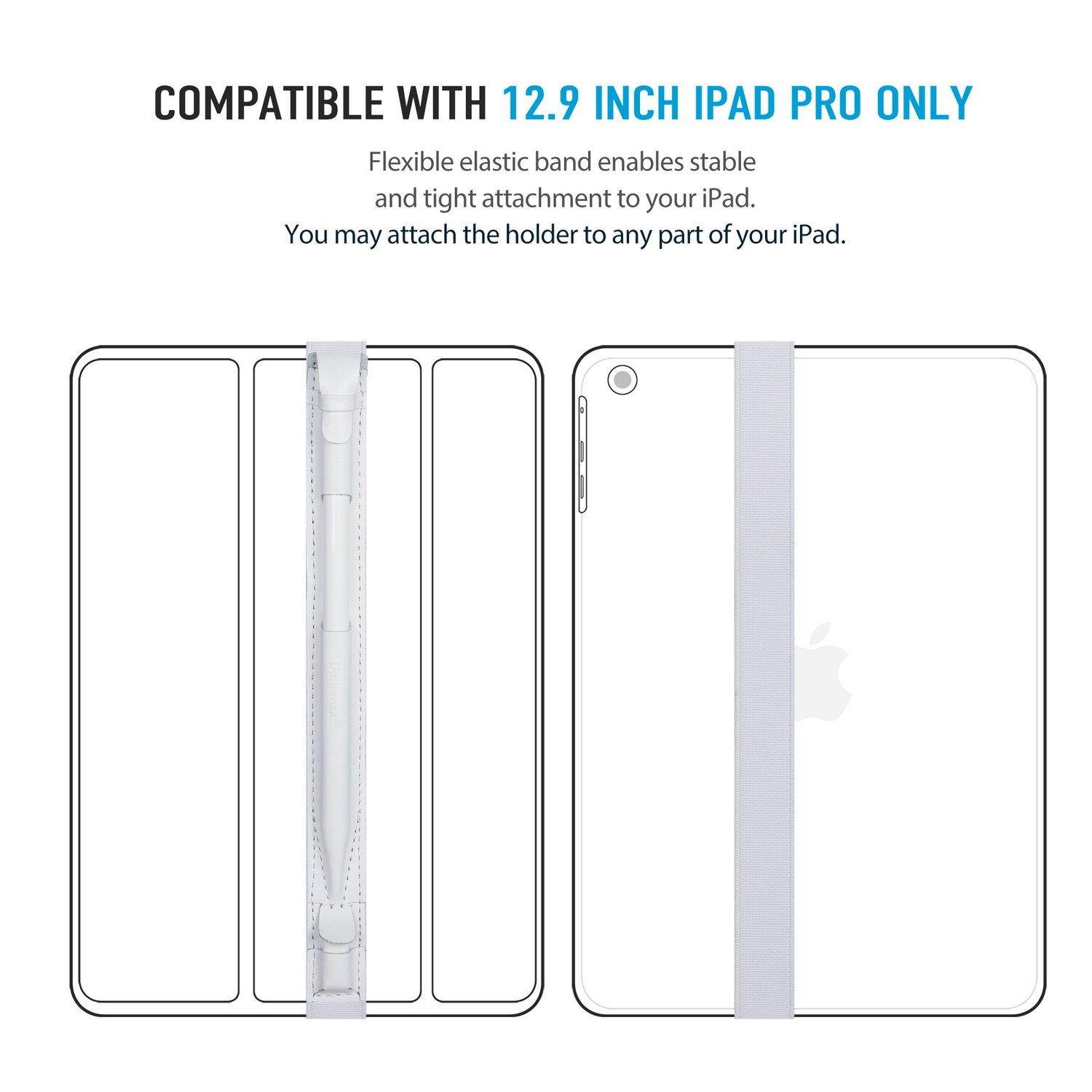 Fullmosa 4 Colors for Apple Pencil Holder, Genuine Litchi Texture Leather Apple Pencil Sleeve with USB pocket Handmade Compatible with iPad Pro 9.7& iPad Pro 10.5" Cases, White