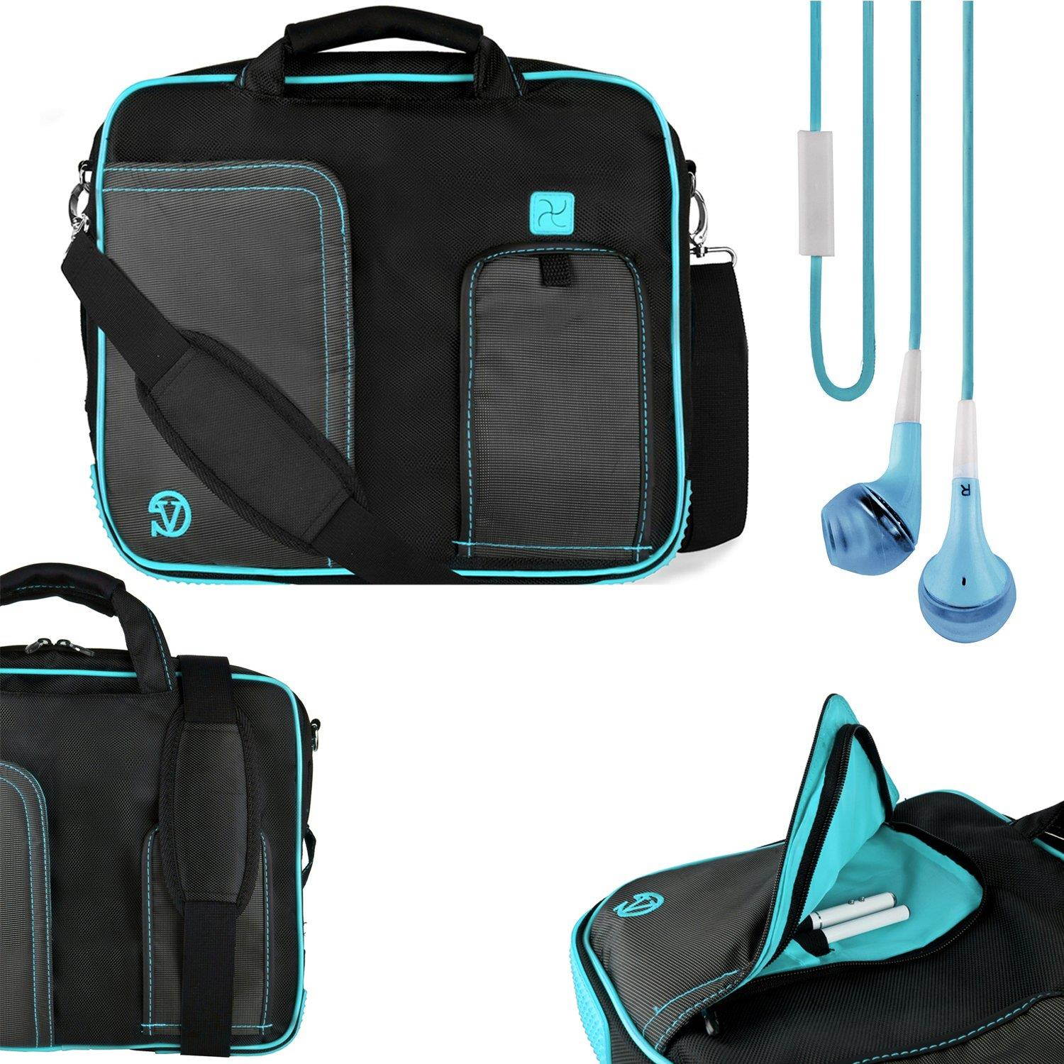 VG Pindar Shoulder Messenger Bag Aqua Blue Trim For HP Pro Slate 8/Pro (408 G1)/Stream 8 + Handsfree Earphones