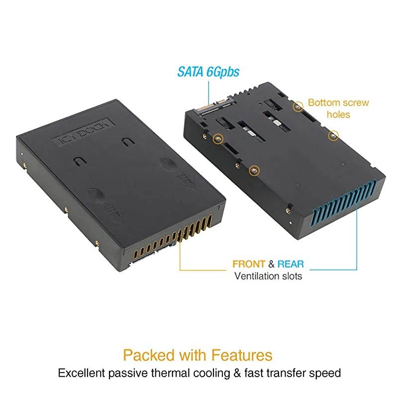 2.5" to 3.5 Tool-Less Drive Adapter Converter Bracket Mounting Frame Tray for 5/7/9.5/12.5mm 2.5 inch HDD/SSD with SATA III Interface- EZConvert MB882SP-1S-1B