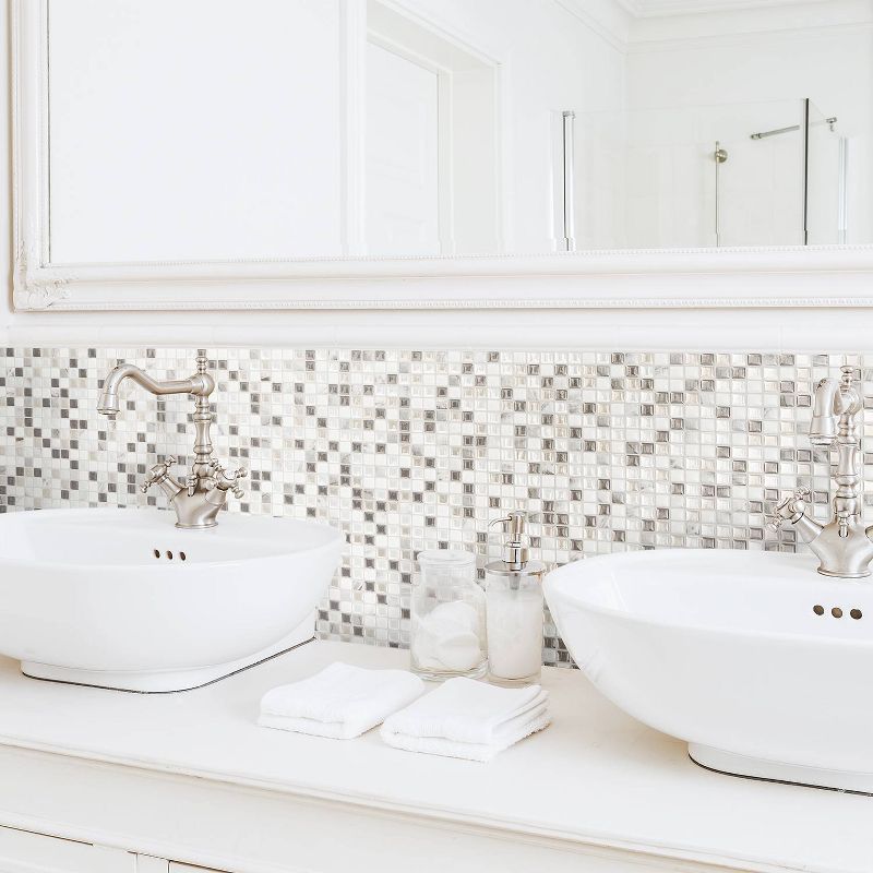 Smart Tiles 11.55'' X 9.64'' Self Adhesive 3D Peel and Stick Backsplash Tiles Gray