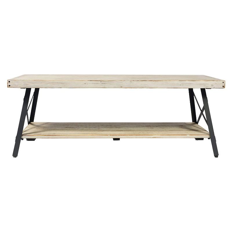 Wallace & Bay Chandler 48 Inch Long Rustic Decor Indoor Home Open Storage Coffee/Cocktail Table, Whitewash