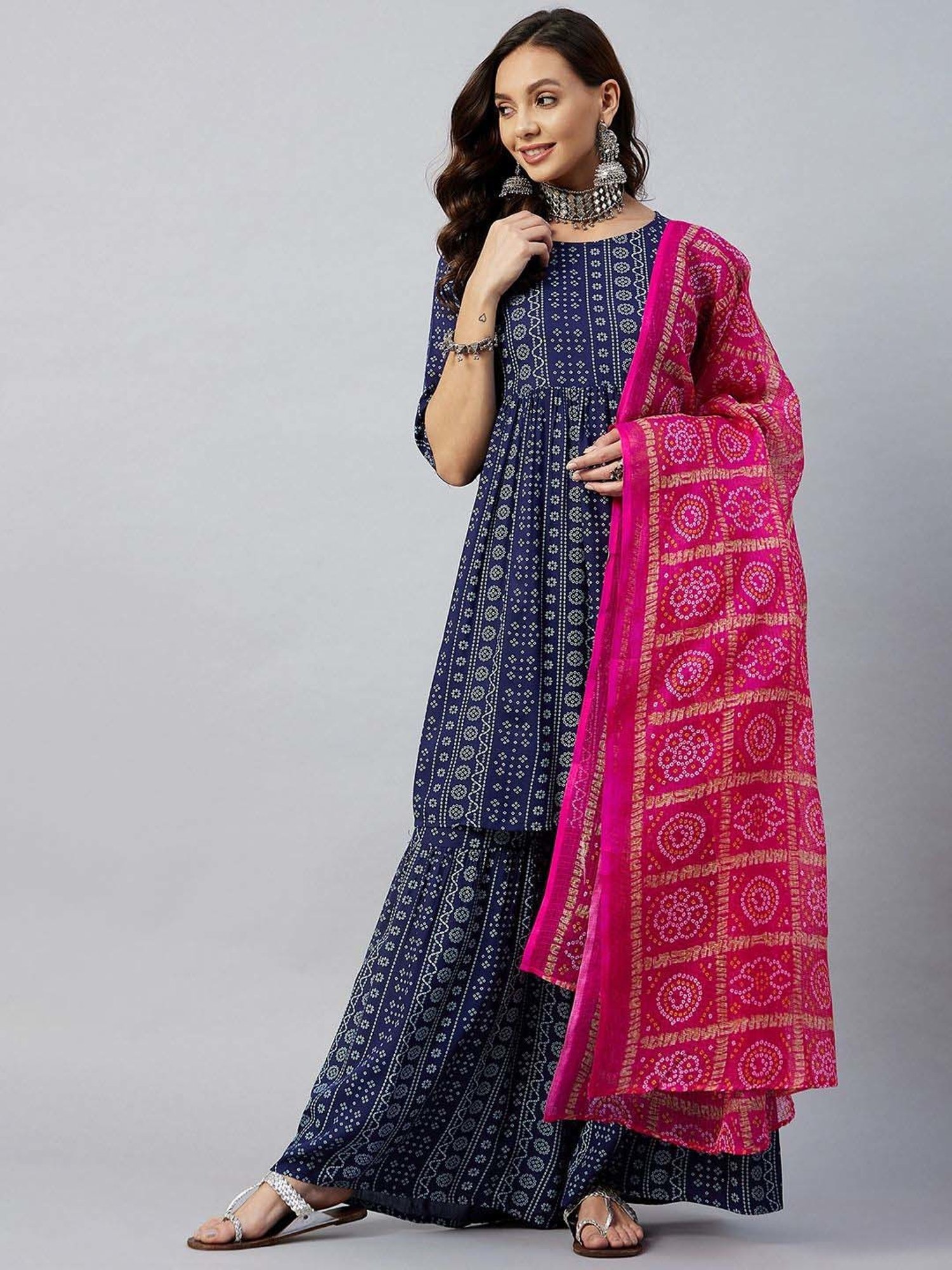 Inweave Pink Cotton Printed Dupatta