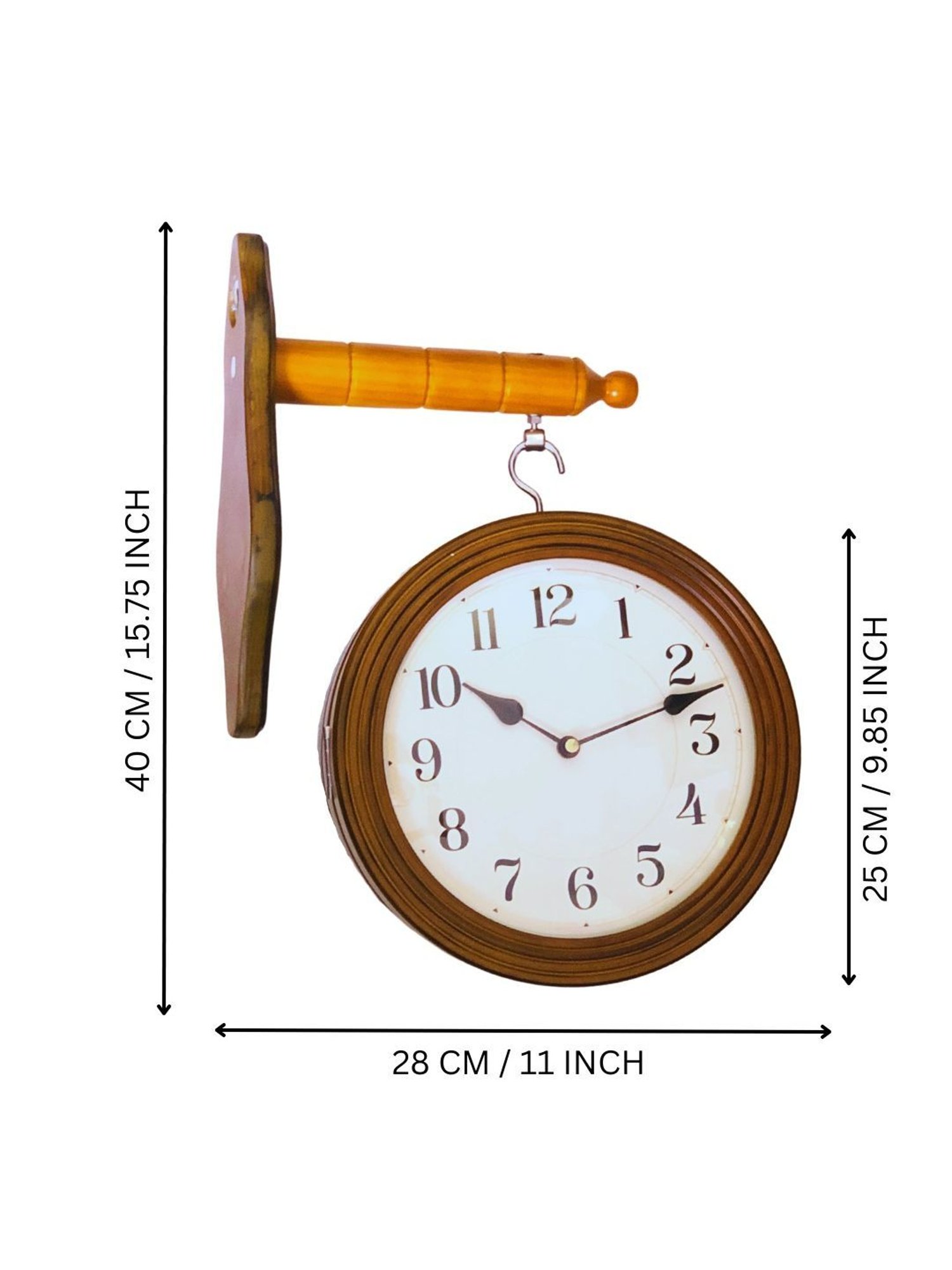CHRONIKLE Elegant Square Tan Wood Wall Clock