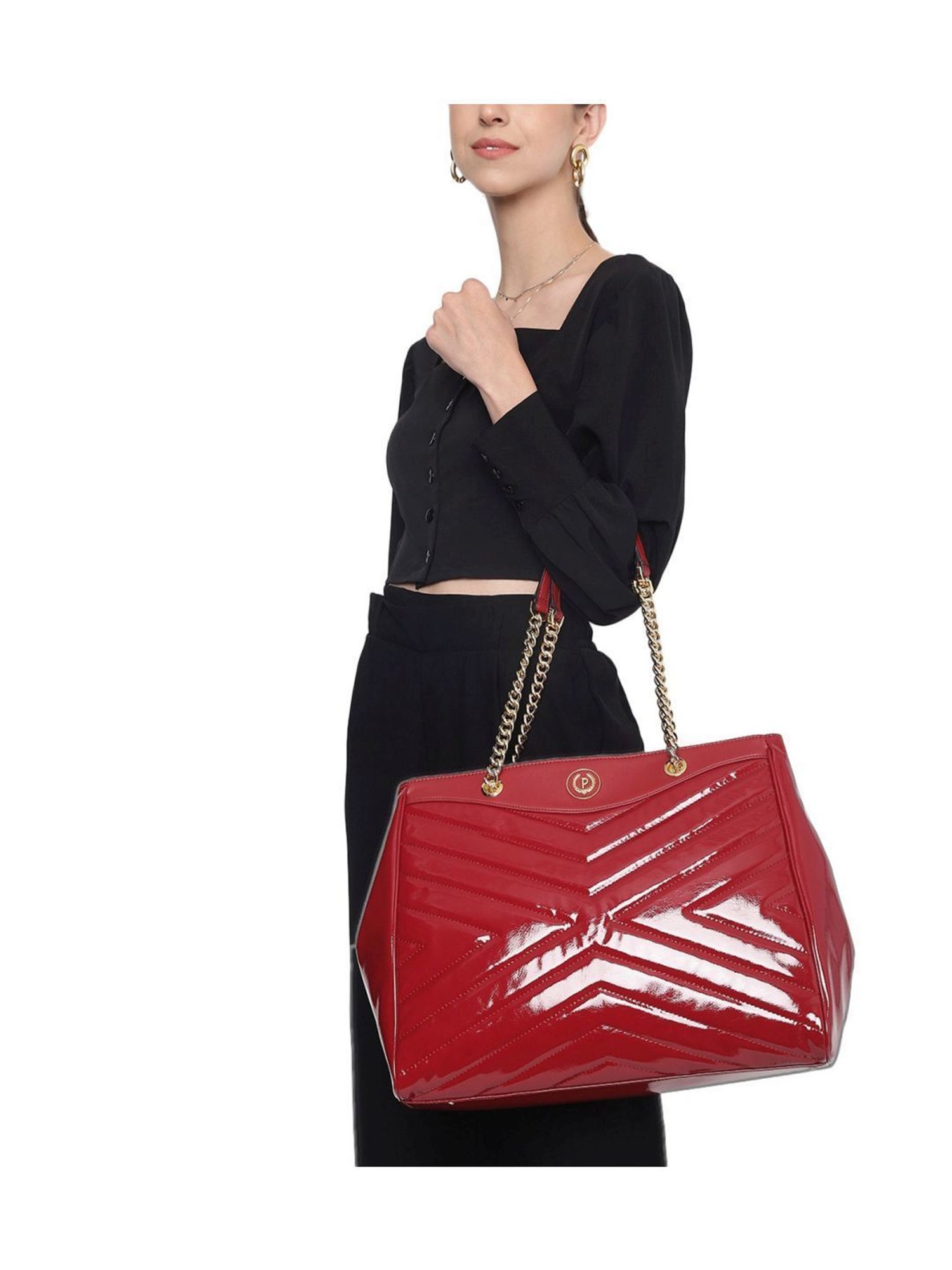 Pollini Red Soft Textured Small Tote